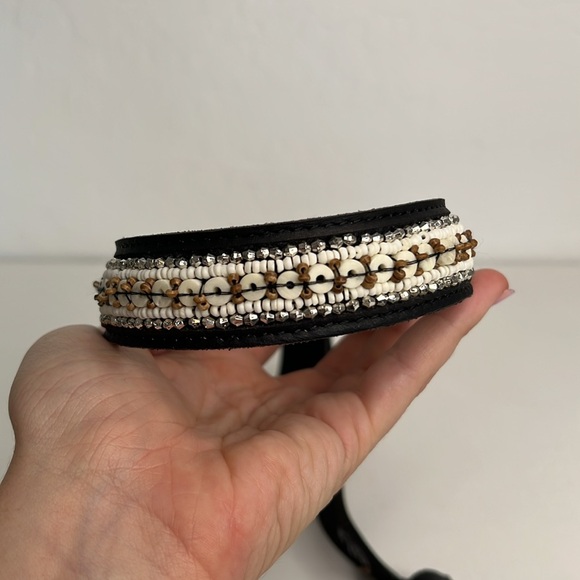 Lucky Brand women’s beaded slim belt black white brown size medium - Picture 6 of 9